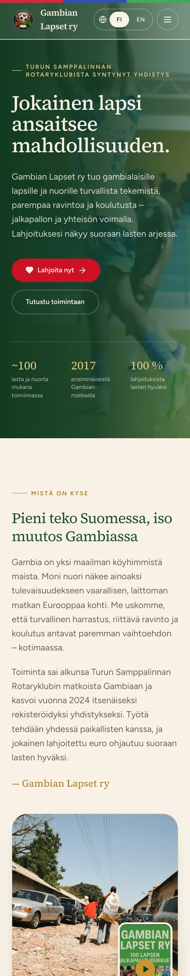 Gambian Lapset ry — mobile